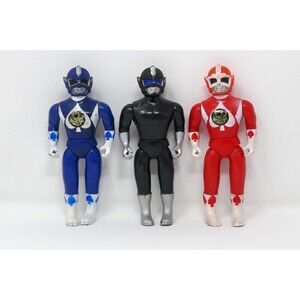 Mega Rangers 90s Vintage Knock Off Power Rangers Action Figure Black Blue Red